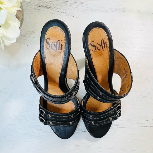 Sofft Strappy Sandal with Heel, Leather, Color Black, Size 7.5 - Picture 3 of 7